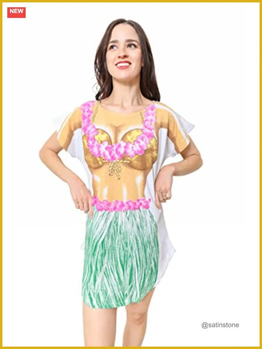 Funny Bikini Print Swim Cover Up T-shirt Dress Oversized Fit